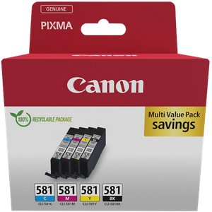 Canon 581 Original Ink Cartridge Black, Cyan, Magenta, Yellow Multipack Pack of 4