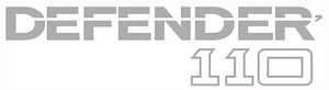 BTR2982LVA - Genuine Land Rover DEFENDER Badge - For Rear Body on Land Rover Defender 110 - Light Grey On Clear Background