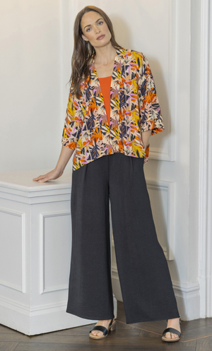 Textured Wide Leg Trousers - Black