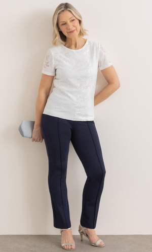Anna Rose Pintuck Straight Leg Trousers - Midnight