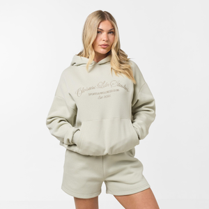 Tonal Script Hood Twinset | Pistachio
