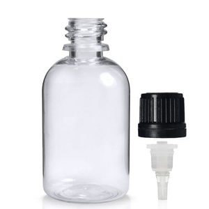50ml Clear PET Dropper Bottle With T/E Dropper Cap - Black