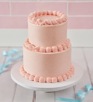 Pink Mini Two Tier Ribbons and Ruffles Cake