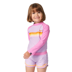 Rip Curl Kids Rainbow Tide Long Sleeve Rash Vest - 7 - 8 Yrs / Bright Pink