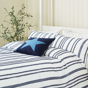 Clipped Stripe Duvet Cover SET, Navy