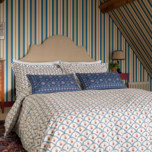 Floral Scallop Duvet Cover SET, Blue