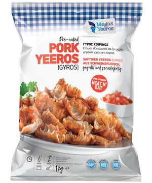 Pork Gyros - Pre-grilled, Stripped &amp; Frozen 1Kg Megas Yeeros