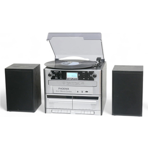 Steepletone Phoenix 6-in-1 Music Centre CD/Record Player FM Radio MP3 Playback Bluetooth