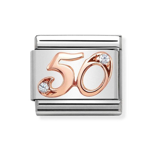 Classic Rose Gold Number 50 Charm