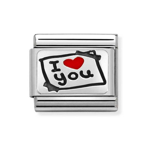 Classic Silver I Love You Post-it Note Charm