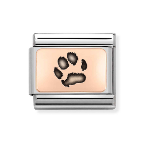 Classic Rose Gold Paw Print Engraving Charm