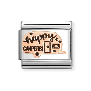Classic Rose Gold Happy Campers Caravan Charm