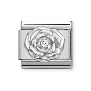 Classic Silver Zirconia Rose Charm