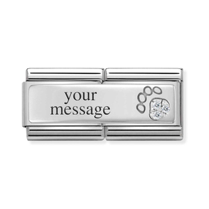 Classic Silver Engravable Paw Print Double Charm