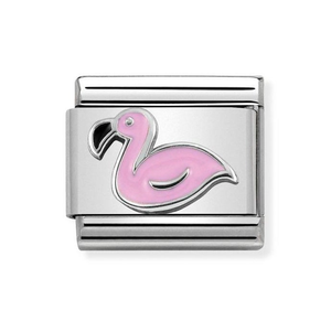 Classic Silver & Enamel Flamingo Charm