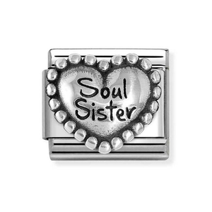 Classic Silver Beaded Heart Soul Sister Charm