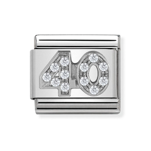 Classic Silver "40" Zirconia Charm