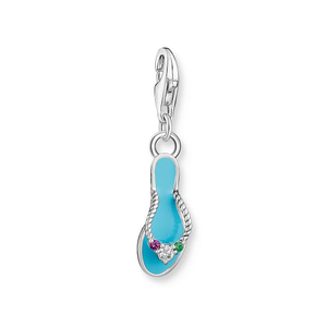 Classic Silver Blue Flip Flop Charm
