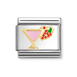 Classic Gold Cocktail with Strawberry Charm