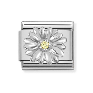 Classic Silver Yellow Zirconia Daisy Charm