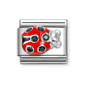 Classic Silver Black CZ Ladybird Charm