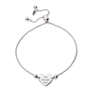 Signature Silver Plain Heart Beaded Slider Bracelet