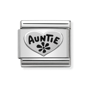 Classic Silver Auntie Heart Charm