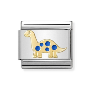 Classic Gold Blue Brontosaurus Charm