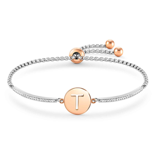 Milleluci Rose Gold Plated Stainless Steel Letter T Bracelet