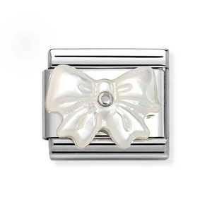 Classic Silver White Mother of Pearl Bow Charm