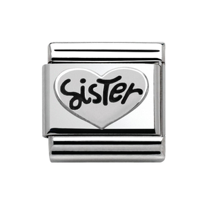 Classic My Family Silver Sister Love Heart Charm