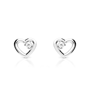 Signature Silver Single CZ Open Heart Stud Earrings