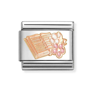 Classic Rose Gold Book with Flowers Charm