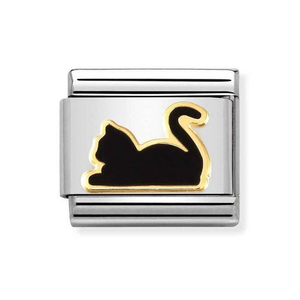 Classic Gold Black Cat Charm