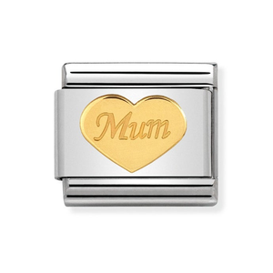 Classic Gold Mum Heart Charm