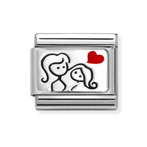 Classic Silver Women with Heart Charm