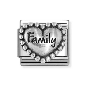 Classic Silver Beaded Heart Family Charm