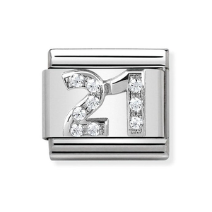 Classic Silver "21" Zirconia Charm