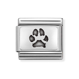 Classic Silver Paw Print Engraving Charm