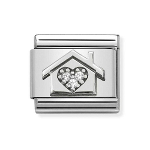 Classic Silver Home with CZ Heart Charm