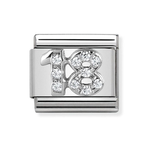 Classic Silver "18" Zirconia Charm