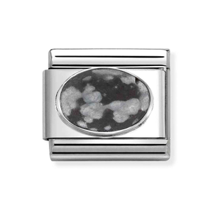 Classic Silver Obsidian Stone Charm