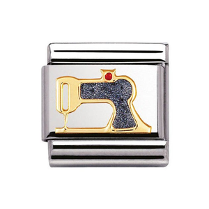 Classic Gold & Enamel Sewing Machine Charm