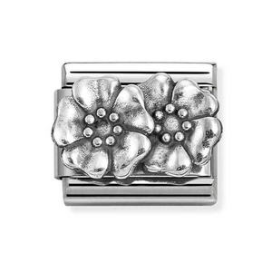 Classic Silver Oxidised Flowers Charm