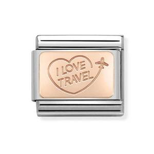 Classic Rose Gold I Love Travel Charm