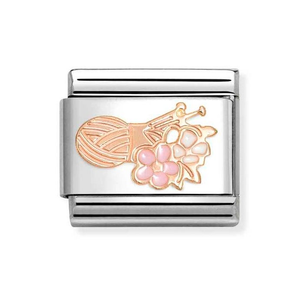Classic Rose Gold Knitting with Flowers Charm