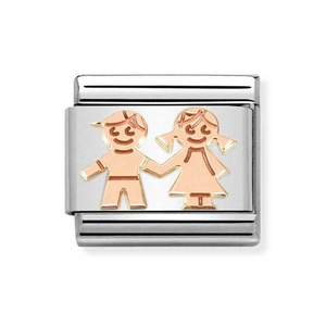 Classic Rose Gold Children Holding Hands Charm