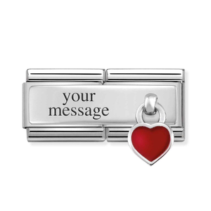 Classic Silver Red Heart Double Charm