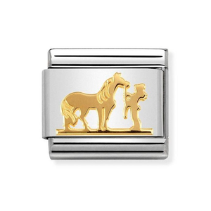 Classic Gold Horse with Rider Charm