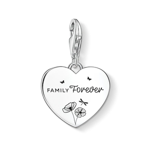 Classic Silver Floral Family Forever Heart Charm